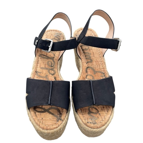 Sam Edelman Maura espadrille suede wedge sandals open-toe black womens 8 - Picture 4 of 10